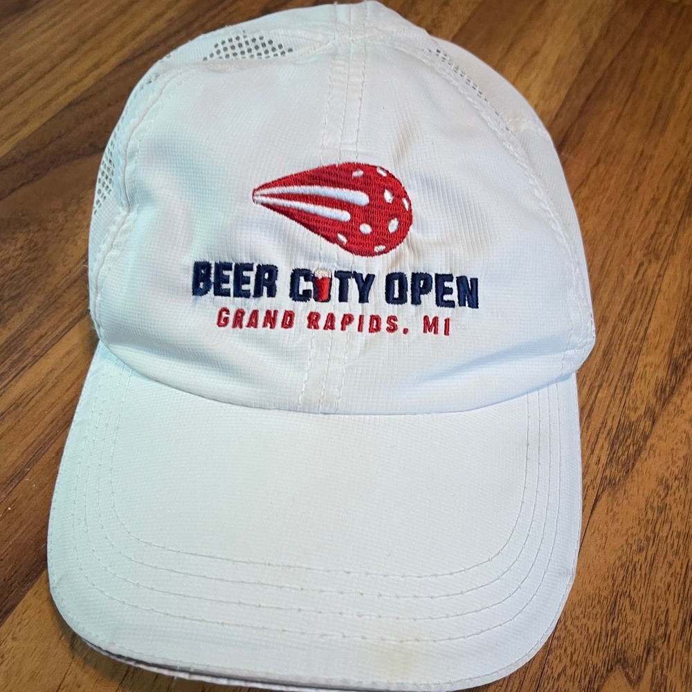 Hit Beer City Open Grand Rapids MI Pickleball Hat Mens OSFM White Mesh Sport Cap